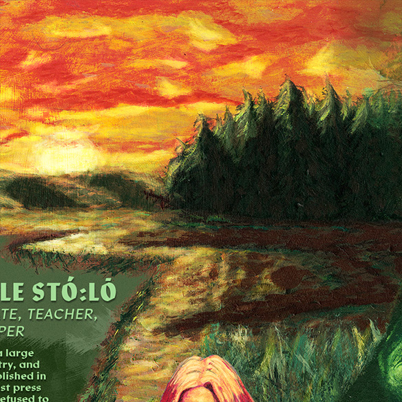 Acrylic landspace painting highlighting the childhood playground of Lee Maracle